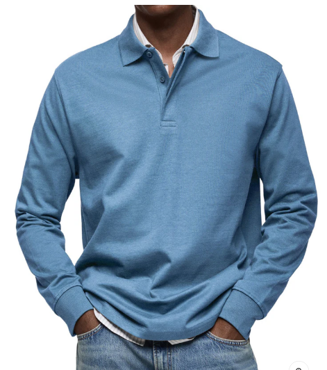 Long-sleeved men's polo shirt made of high-quality cotton – simple elegance and first-class comfort.