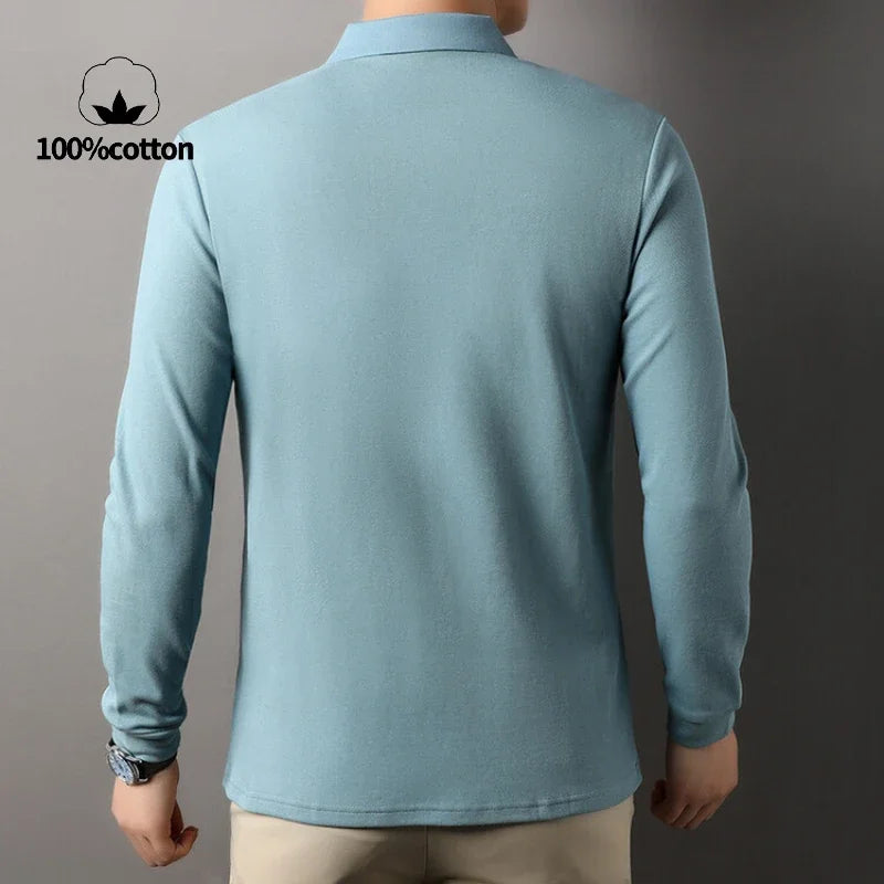 Long-sleeved men's polo shirt made of high-quality cotton – simple elegance and first-class comfort.