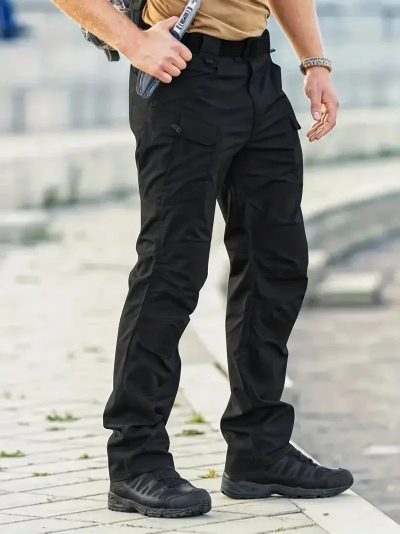Waterproof tactical men's trousers made from advanced military fabric