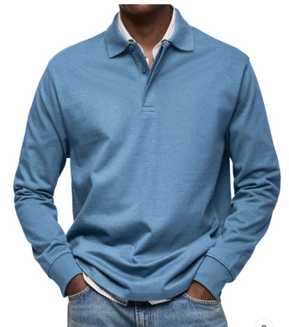 Long-sleeved men's polo shirt made of high-quality cotton – simple elegance and first-class comfort. 